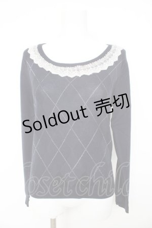 画像: axes femme / アーガイル柄ニットプルオーバー  紺 Y-26-02-27-037-AX-TO-SZ-ZY