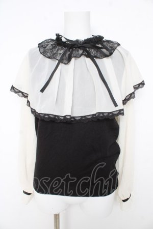 画像: axes femme / レース重ねケープニットプルオーバー  黒 Y-26-02-27-038-AX-TO-SZ-ZY