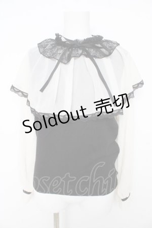 画像: axes femme / レース重ねケープニットプルオーバー  黒 Y-26-02-27-038-AX-TO-SZ-ZY