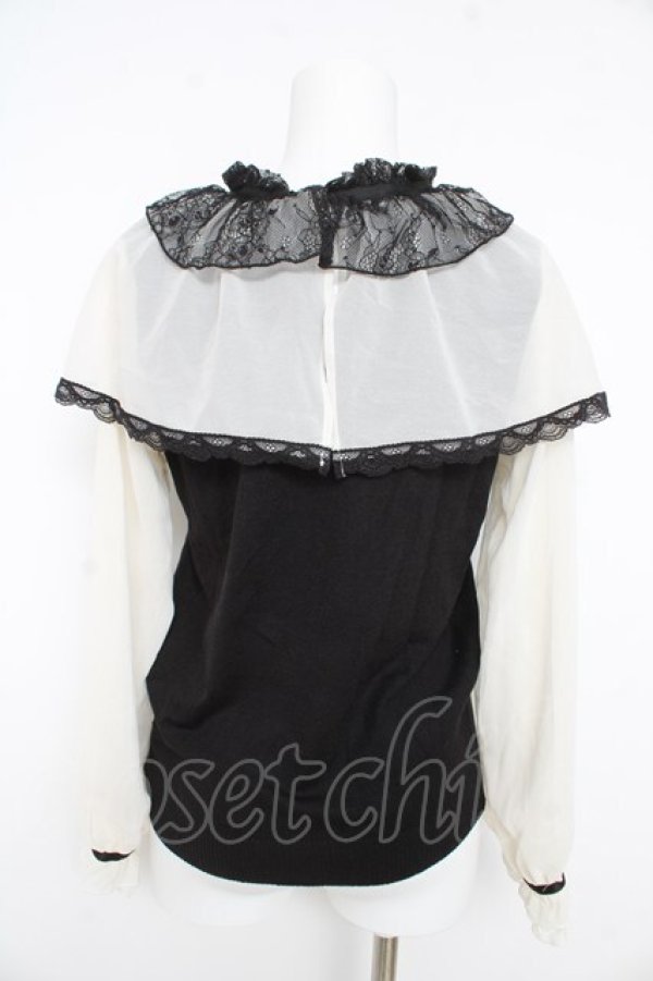 画像2: axes femme / レース重ねケープニットプルオーバー  黒 Y-26-02-27-038-AX-TO-SZ-ZY (2)