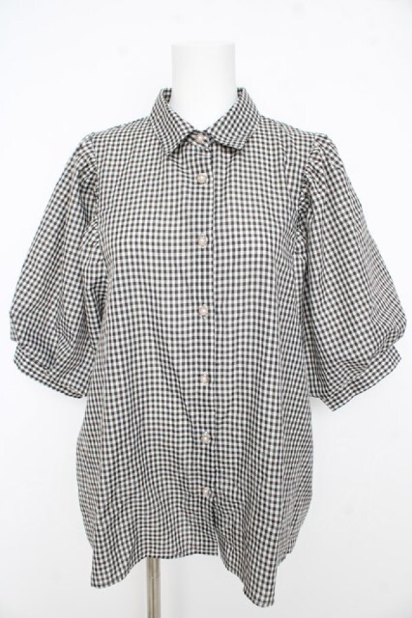 画像1: axes femme / ボリューム袖ブラウス M 黒 Y-26-02-27-039-AX-BL-SZ-ZY (1)