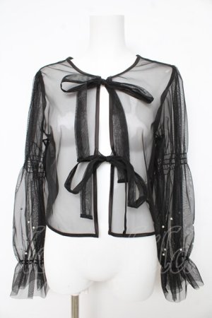 画像: axes femme / パール付きチュールトップス F 黒 Y-26-02-27-040-AX-TO-SZ-ZY