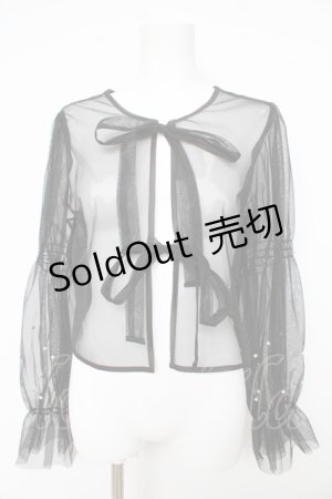 画像: axes femme / パール付きチュールトップス F 黒 Y-26-02-27-040-AX-TO-SZ-ZY