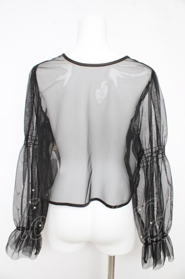 画像2: axes femme / パール付きチュールトップス F 黒 Y-26-02-27-040-AX-TO-SZ-ZY (2)