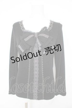 画像: axes femme / ストライプBIGリボンカットソー  黒 Y-26-02-27-043-AX-TO-SZ-ZY