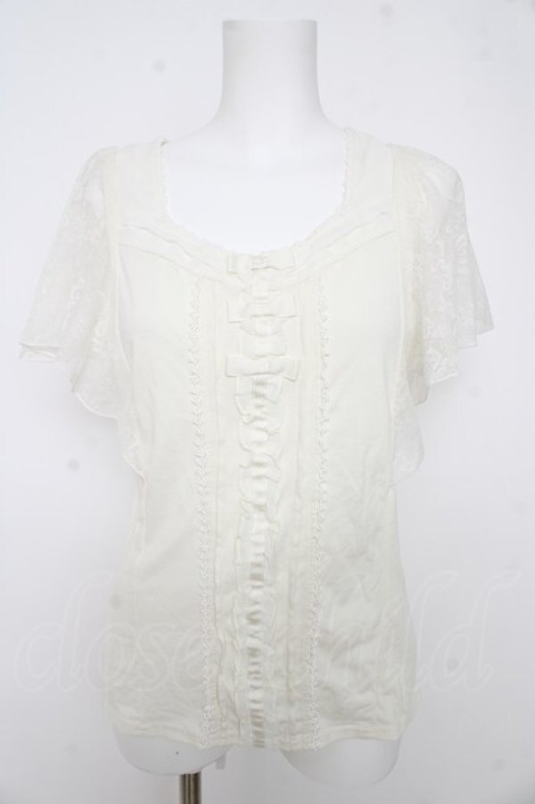 画像1: axes femme / レースラッフルトップス  生成り Y-26-02-27-005-AX-TO-SZ-ZY (1)