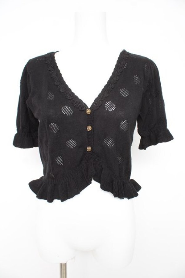 画像1: axes femme POETIQUE / ドットジャガードカーディガン M 黒 Y-26-02-27-044-AX-TO-SZ-ZY (1)