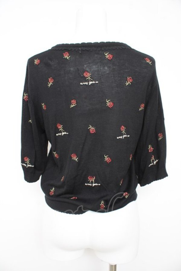 画像2: axes femme / 薔薇総刺繍サマーカーデ  黒 Y-26-02-27-047-AX-TO-SZ-ZY (2)