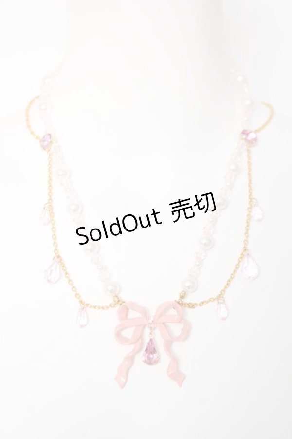 画像1: Angelic Pretty / Sweetie Ribbonネックレス  ピンク×ゴールド Y-26-03-01-003-AP-AC-IG-ZY (1)