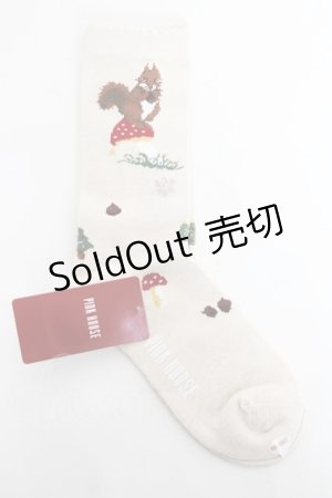 画像: PINK HOUSE / ウィンターフォレストトリート柄ソックス  ベージュ Y-26-03-01-053-LO-ZA-SZ-ZT636-F005