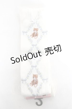 画像: m petit by misako / AMOKクマポンポン　オーバーニーソックス 23〜25 白 Y-26-03-01-054-LO-ZA-SZ-ZY
