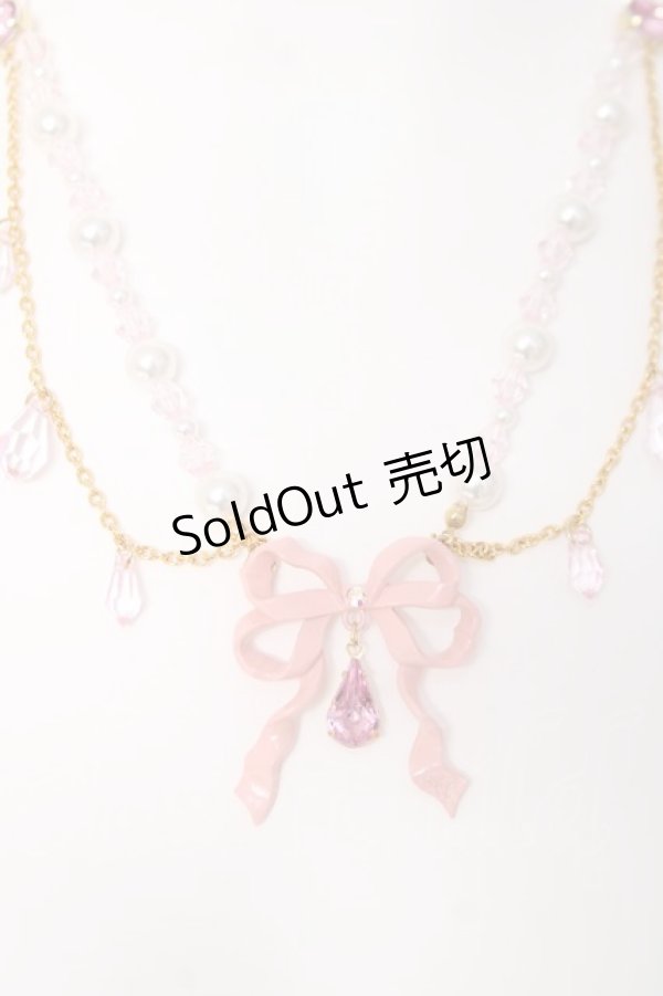 画像2: Angelic Pretty / Sweetie Ribbonネックレス  ピンク×ゴールド Y-26-03-01-003-AP-AC-IG-ZY (2)