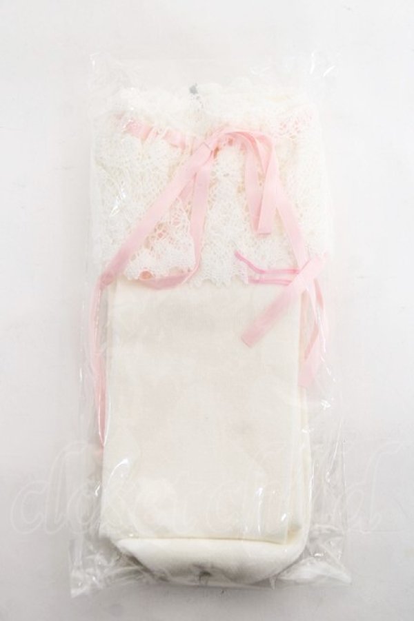 画像1: BABY, THE STARS SHINE BRIGHT / リボン通しレースハイソックス 22〜24 シロ×ピンク Y-26-03-01-058-BA-ZA-IG-ZY (1)