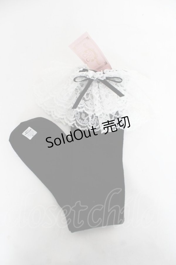 画像1: metamorphose / ラッセルレースハイソックス 22〜24 クロ×シロ Y-26-03-01-059-ME-ZA-IG-ZY (1)