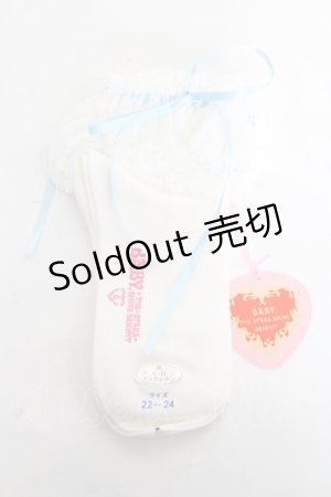 画像: BABY, THE STARS SHINE BRIGHT / リボン通しレースハイソックス 22〜24 シロ×サックス Y-26-03-01-061-BA-ZA-IG-ZY