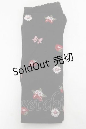 画像: BABY, THE STARS SHINE BRIGHT / Juicy Strawberry Memor柄オーバーニーソックス 22〜24 クロ Y-26-03-01-063-BA-ZA-IG-ZY