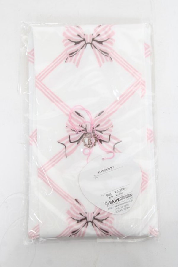 画像1: BABY, THE STARS SHINE BRIGHT / リボン柄プリントオーバーニーソックス  ピンク Y-26-03-01-069-BA-ZA-IG-ZY (1)