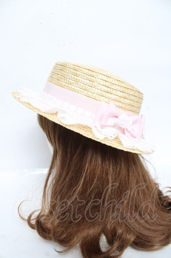 画像2: BABY, THE STARS SHINE BRIGHT / くみゃちゃんレース＆リボンのカンカン帽  ナチュラル×ピンク Y-26-03-01-075-BA-AC-IG-ZY (2)