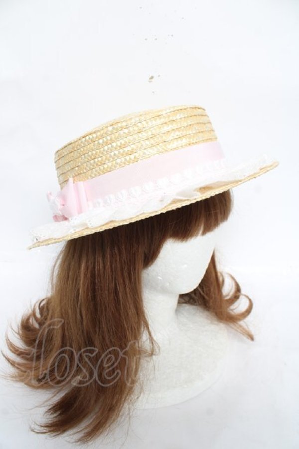 画像3: BABY, THE STARS SHINE BRIGHT / くみゃちゃんレース＆リボンのカンカン帽  ナチュラル×ピンク Y-26-03-01-075-BA-AC-IG-ZY (3)