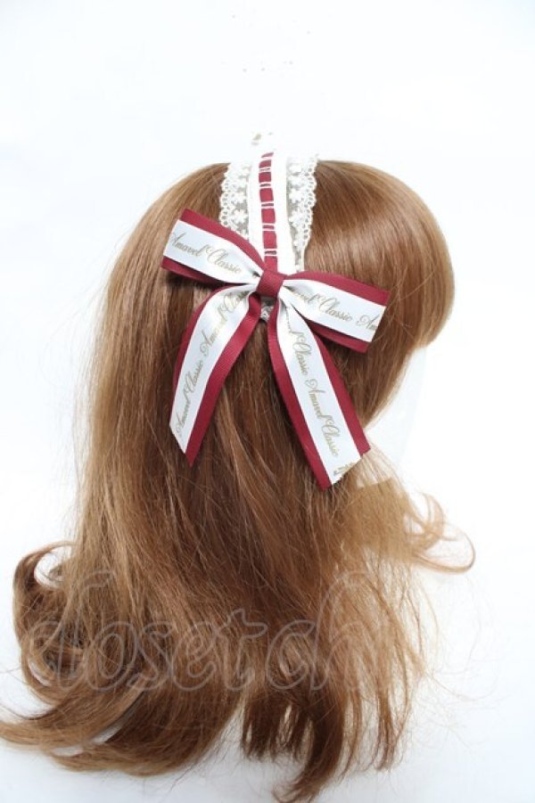 画像3: Amavel / サイドロゴリボンレースカチューシャ  ワイン Y-26-03-01-081-CA-AC-SZ-ZY (3)