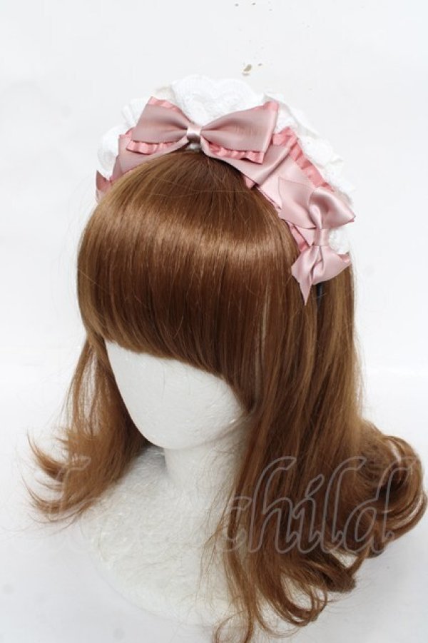 画像1: DearMyLove / コットンレースメイドカチューシャ  ピンク/ホワイト Y-26-03-01-082-EL-AC-SZ-ZY (1)