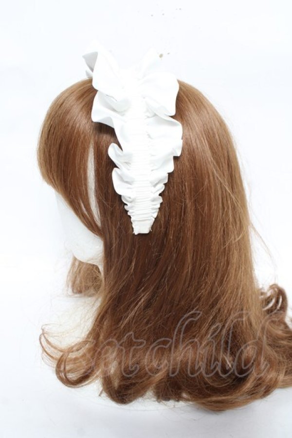 画像2: Fickle Bebe / サテンフリルカチューシャ  白 Y-26-03-01-085-0-AC-SZ-ZY (2)