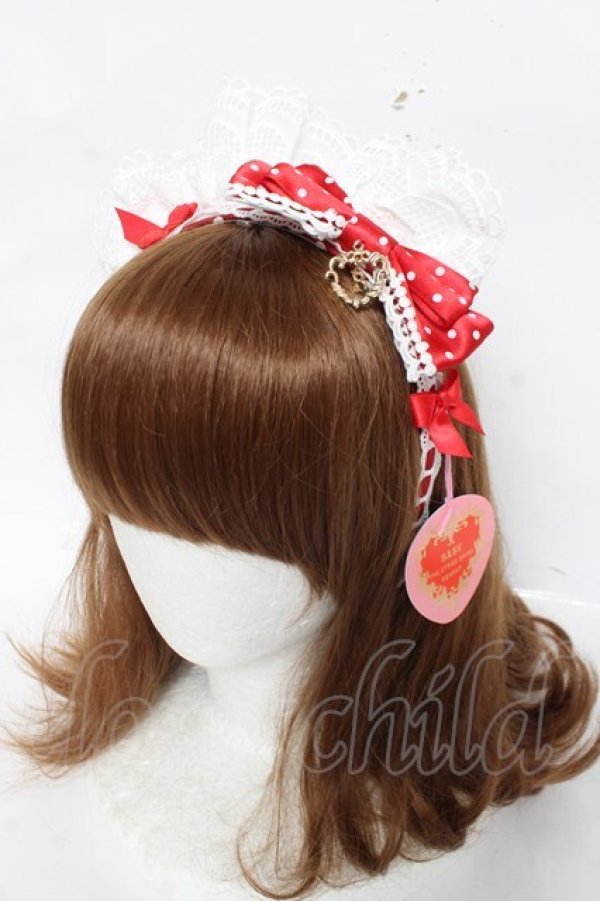 画像1: BABY, THE STARS SHINE BRIGHT / My Sweet Baby Cafe Dotカチューシャ  アカ×シロ Y-26-03-01-087-BA-AC-IG-ZY (1)