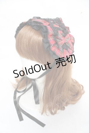 画像: LOLITA / チェックヘッドドレス  赤 Y-26-03-01-091-LO-AC-SZ-ZY
