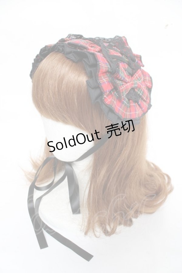 画像1: LOLITA / チェックヘッドドレス  赤 Y-26-03-01-091-LO-AC-SZ-ZY (1)