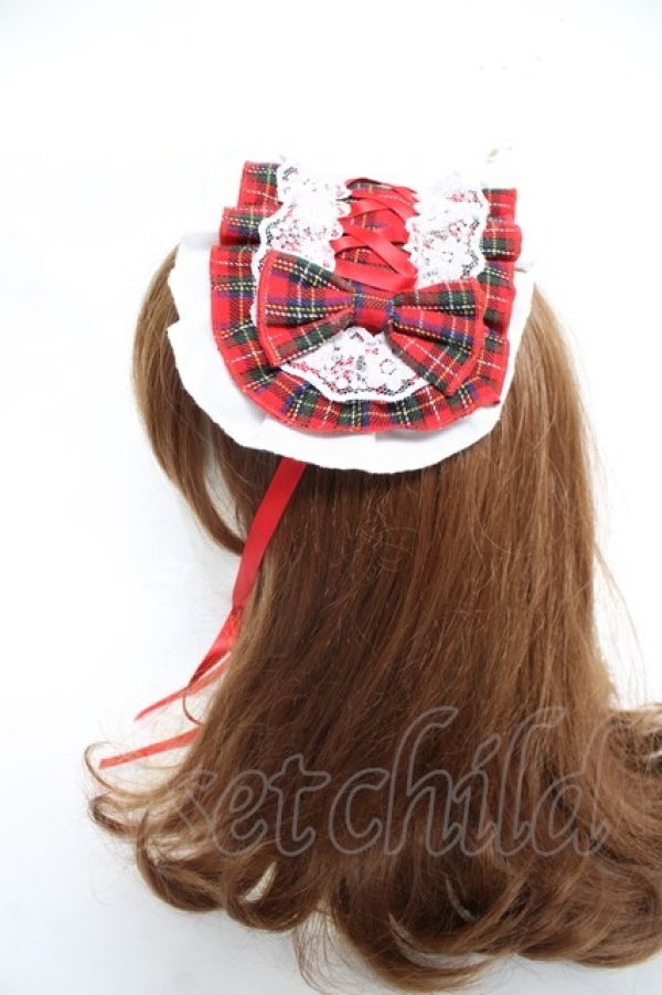 画像2: LOLITA / チェックヘッドドレス  赤 Y-26-03-01-092-LO-AC-SZ-ZY (2)