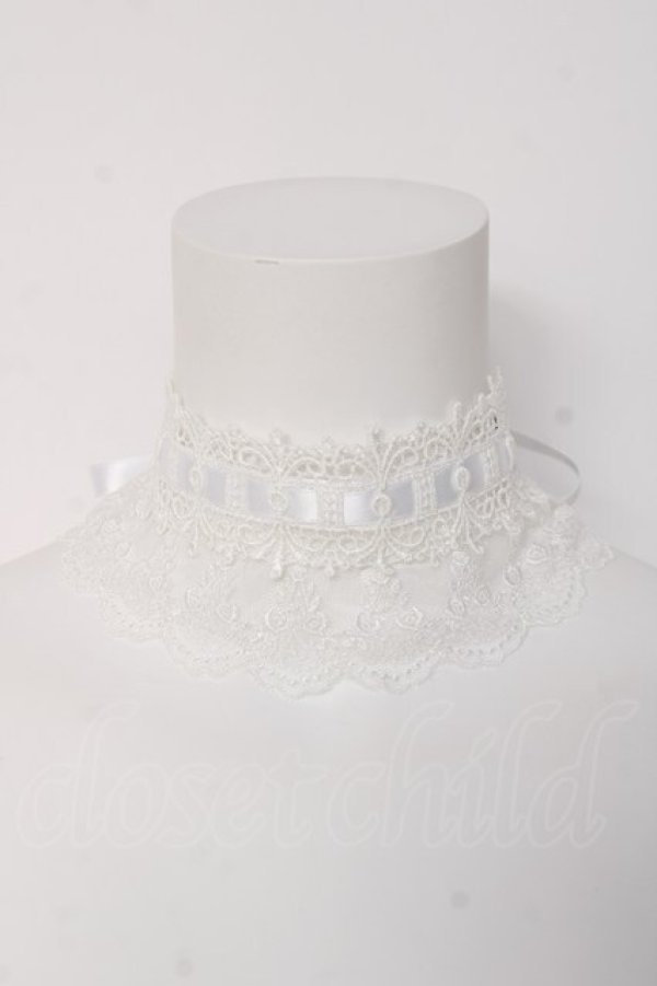 画像1: ATELIER PIERROT / 梯子レースチョーカー  ホワイト Y-26-03-01-008-EL-ZA-IG-ZY (1)