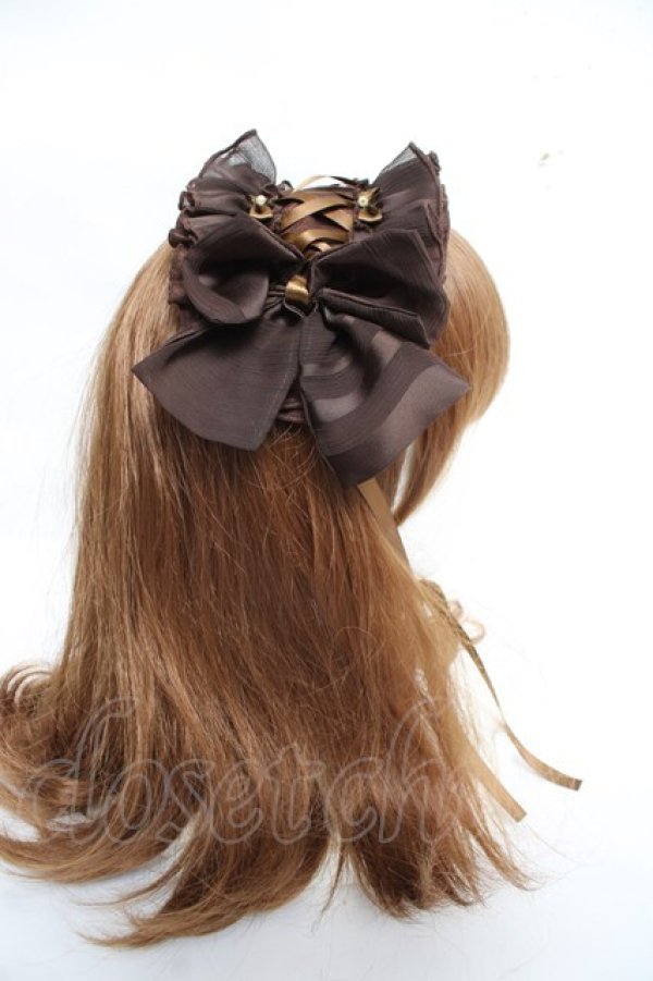 画像3: LOLITA / リボンフリルヘッドドレス  茶 Y-26-03-01-102-LO-AC-SZ-ZY (3)