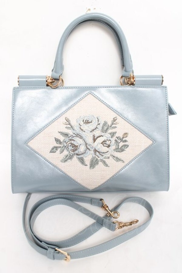 画像1: an another angelus / ローズ刺繍トートバッグ F サックス Y-26-03-01-107-CA-BG-SZ-ZY (1)