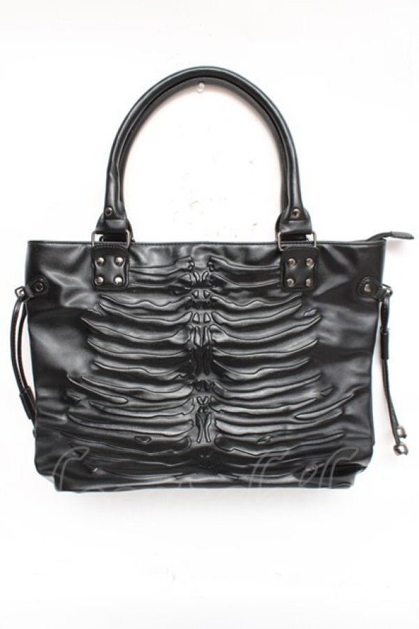 画像1: Banned Alternative / 肋骨ハンドバッグ  黒 Y-26-03-01-108-PU-BG-SZ-ZY (1)