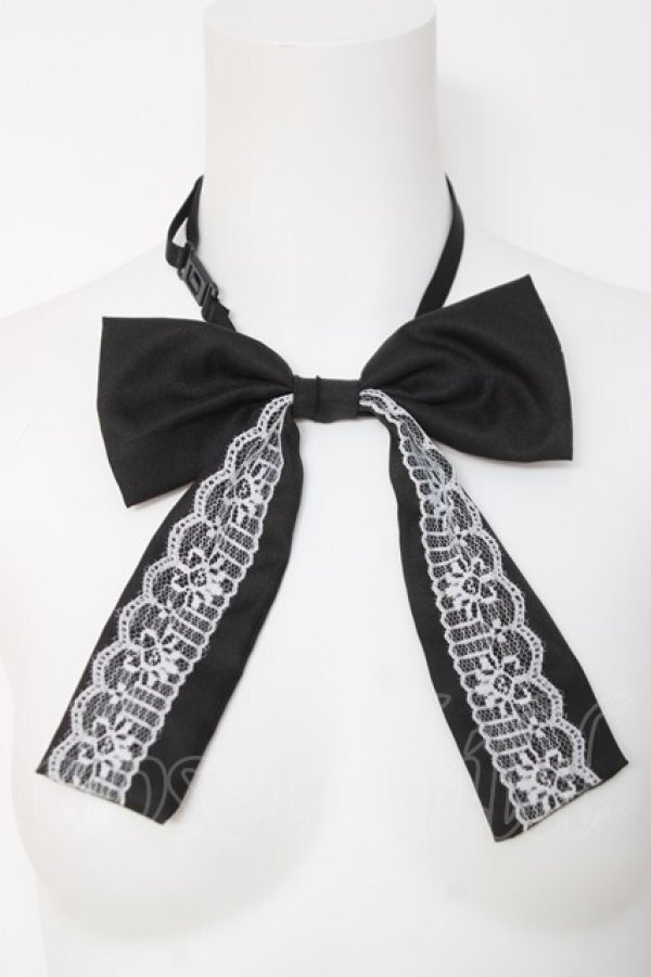 画像1: LOLITA / レース付きリボンタイ  黒 Y-26-03-01-013-LO-ZA-SZ-ZY (1)