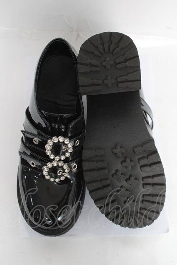 画像5: Bubbles / ダブルバックル厚底シューズ 23.5~24 黒 Y-26-03-01-121-CA-SH-SZ-ZY (5)