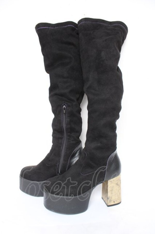 画像2: YOSUKE / ニーハイブーツ M 黒 Y-26-03-01-122-PU-SH-SZ-ZY (2)