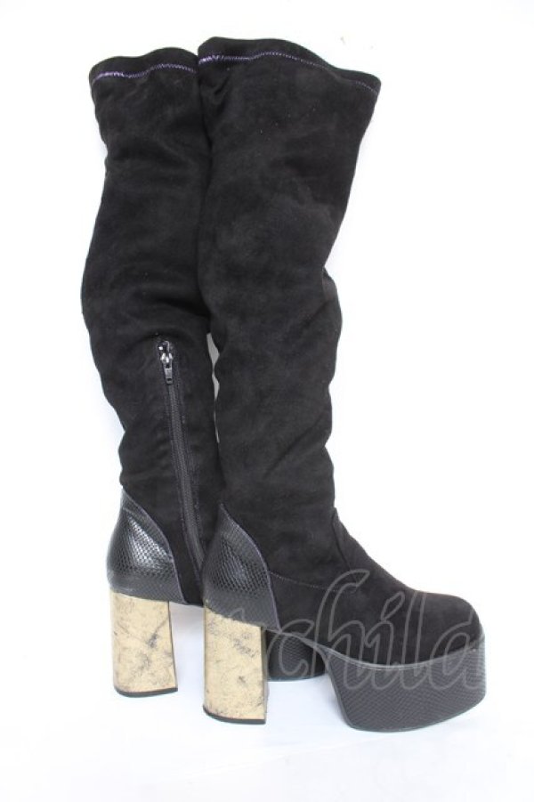 画像4: YOSUKE / ニーハイブーツ M 黒 Y-26-03-01-122-PU-SH-SZ-ZY (4)