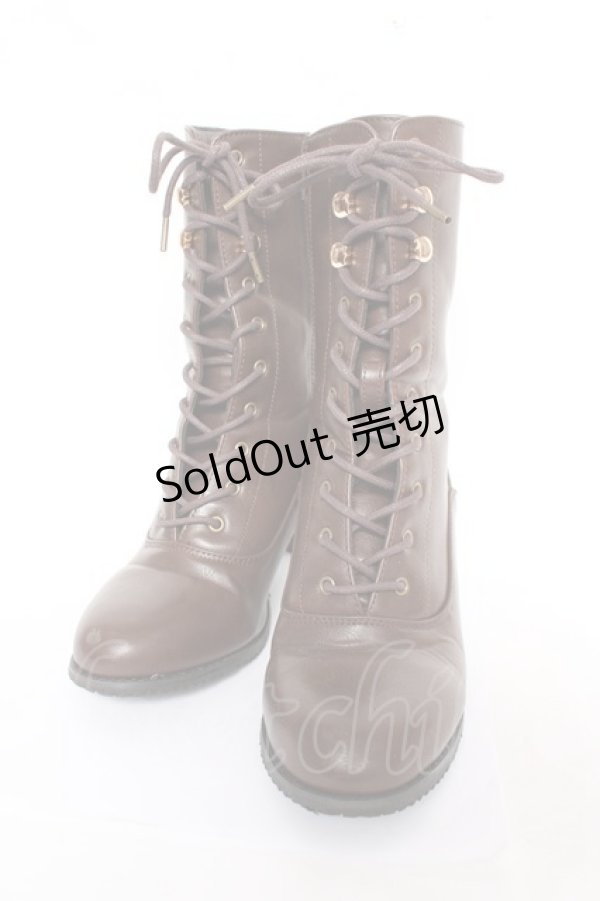 画像1: an another angelus / レトロヒールレースアップブーツ M ブラウン Y-26-03-01-123-CA-SH-SZ-ZY (1)