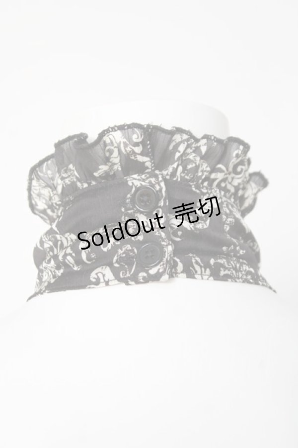 画像3: MARBLE / ゴシック調ボリュームドレープタイ  黒地白ゴシック柄×白 Y-26-03-01-014-GO-ZA-IG-ZY (3)