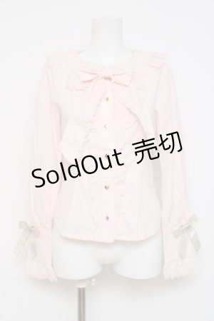 画像: BABY, THE STARS SHINE BRIGHT / 時計うさぎのHEART TRUMPぐるりんリボンブラウス  ピンク Y-26-03-01-127-BA-BL-SZ-ZY