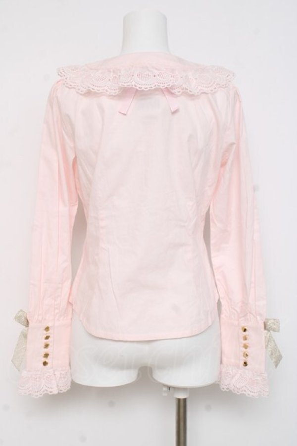 画像2: BABY, THE STARS SHINE BRIGHT / 時計うさぎのHEART TRUMPぐるりんリボンブラウス  ピンク Y-26-03-01-127-BA-BL-SZ-ZY (2)