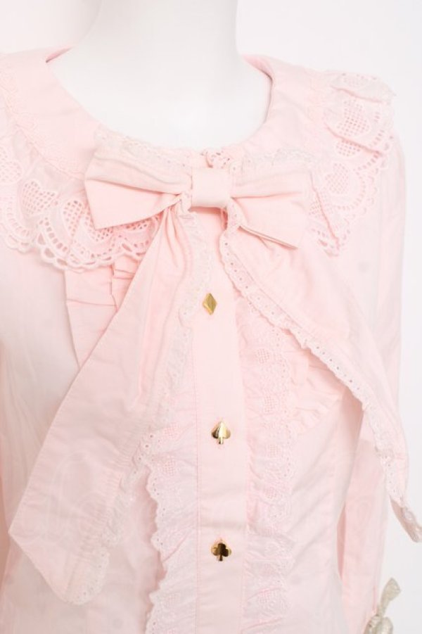 画像4: BABY, THE STARS SHINE BRIGHT / 時計うさぎのHEART TRUMPぐるりんリボンブラウス  ピンク Y-26-03-01-127-BA-BL-SZ-ZY (4)