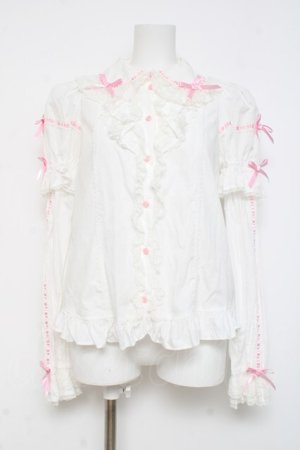 画像: Angelic Pretty / リリカルバニーレースはしごリボン付け袖ブラウス  白 Y-26-03-01-131-AP-BL-SZ-ZY