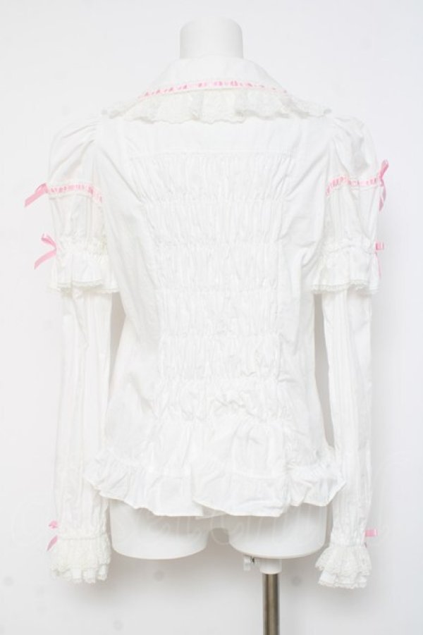 画像3: Angelic Pretty / リリカルバニーレースはしごリボン付け袖ブラウス  白 Y-26-03-01-131-AP-BL-SZ-ZY (3)