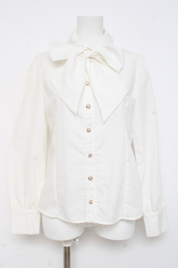 画像1: Blue rouge / タイ付きブラウス  生成り Y-26-03-01-132-CA-BL-SZ-ZY (1)