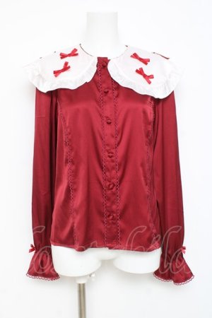 画像: axes femme kawaii / プチリボン配色ブラウス M 赤 Y-26-03-01-135-AX-BL-SZ-ZY