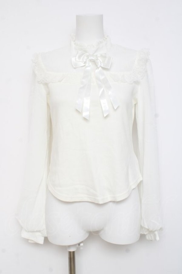 画像1: Angelic Pretty / 長袖メアリーリボンカットソー  白 Y-26-03-01-137-AP-TO-SZ-ZY (1)