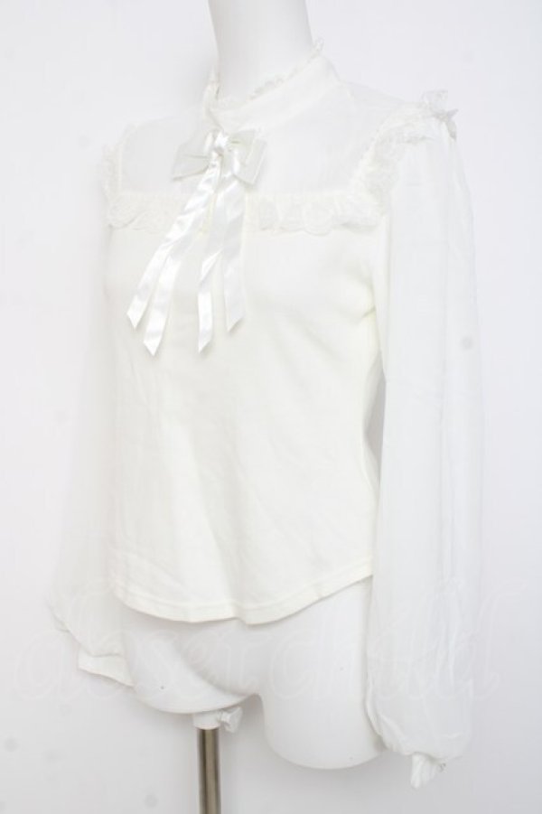 画像2: Angelic Pretty / 長袖メアリーリボンカットソー  白 Y-26-03-01-137-AP-TO-SZ-ZY (2)