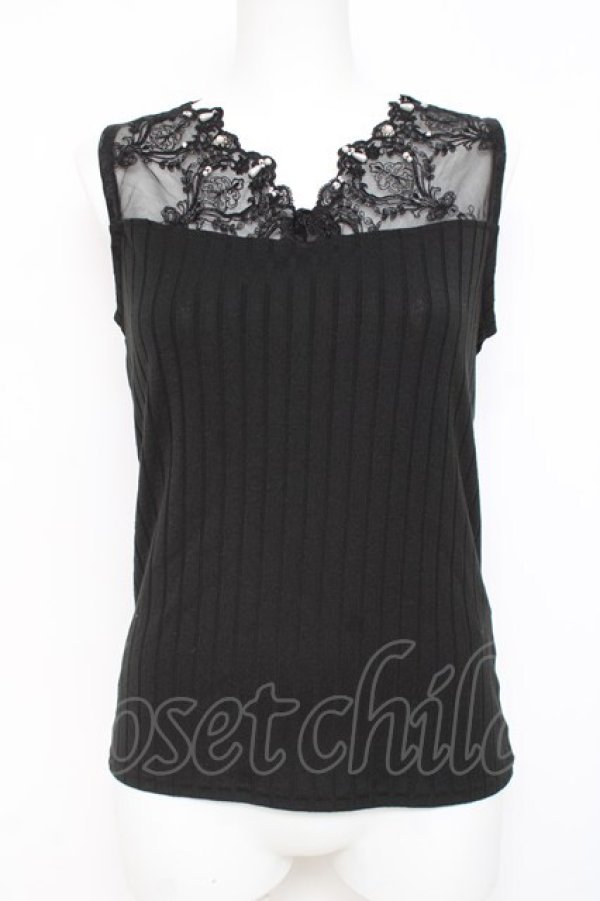 画像1: axes femme / 繊細レースタンク  黒 Y-26-03-01-140-AX-TO-SZ-ZY (1)